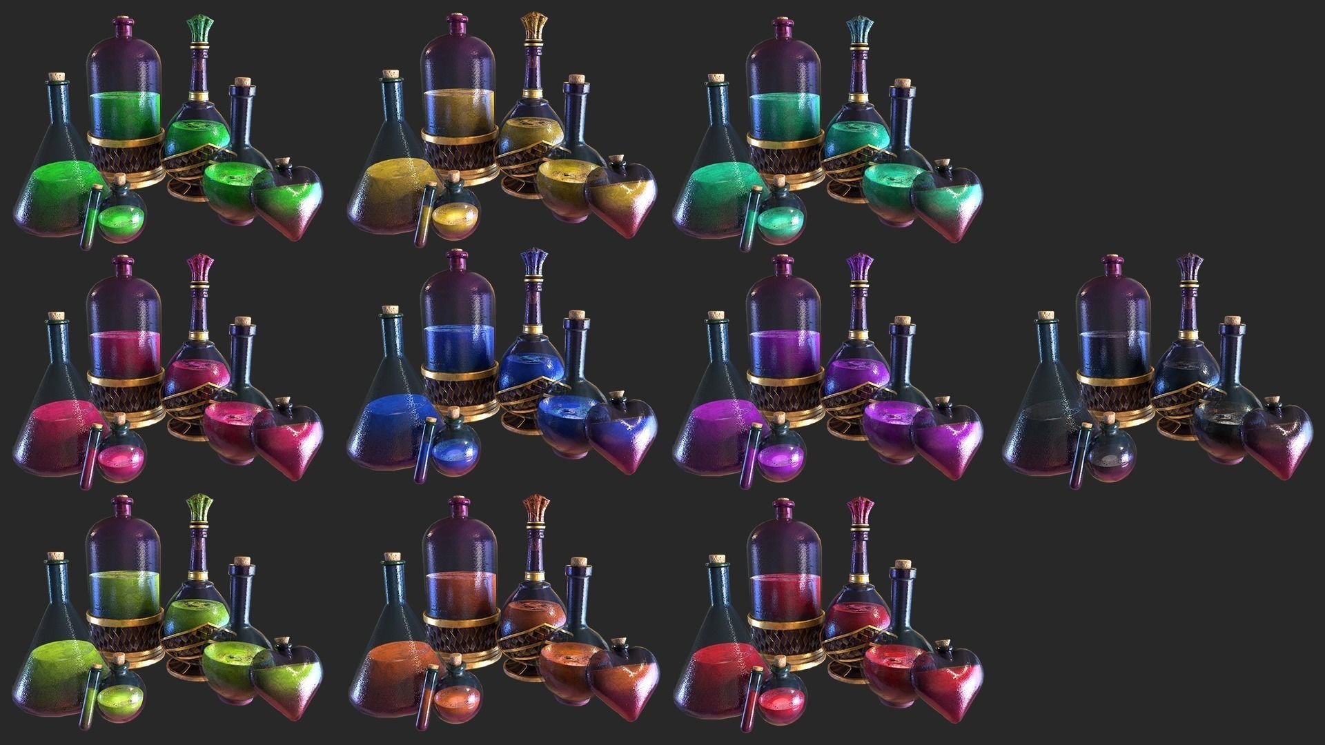 Health Potion Bottle Set  Low-poly 3D model_2