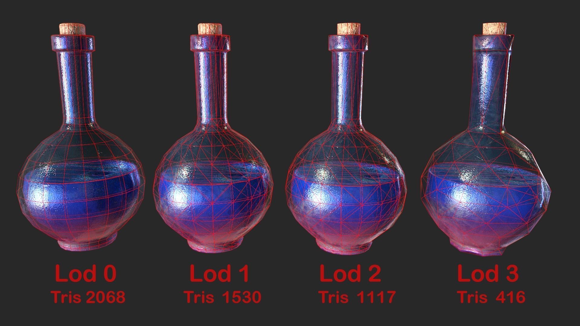 Health Potion Bottle Set  Low-poly 3D model_22