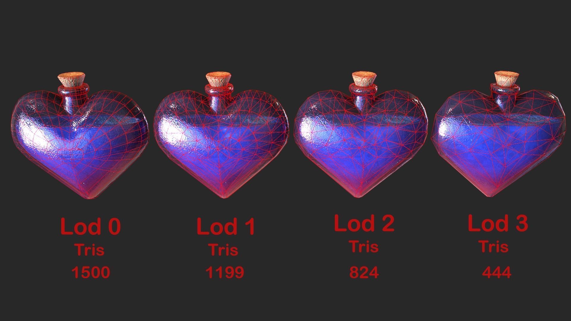 Health Potion Bottle Set  Low-poly 3D model_28