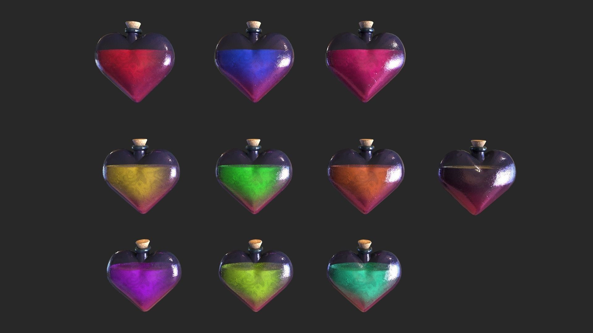 Health Potion Bottle Set  Low-poly 3D model_27
