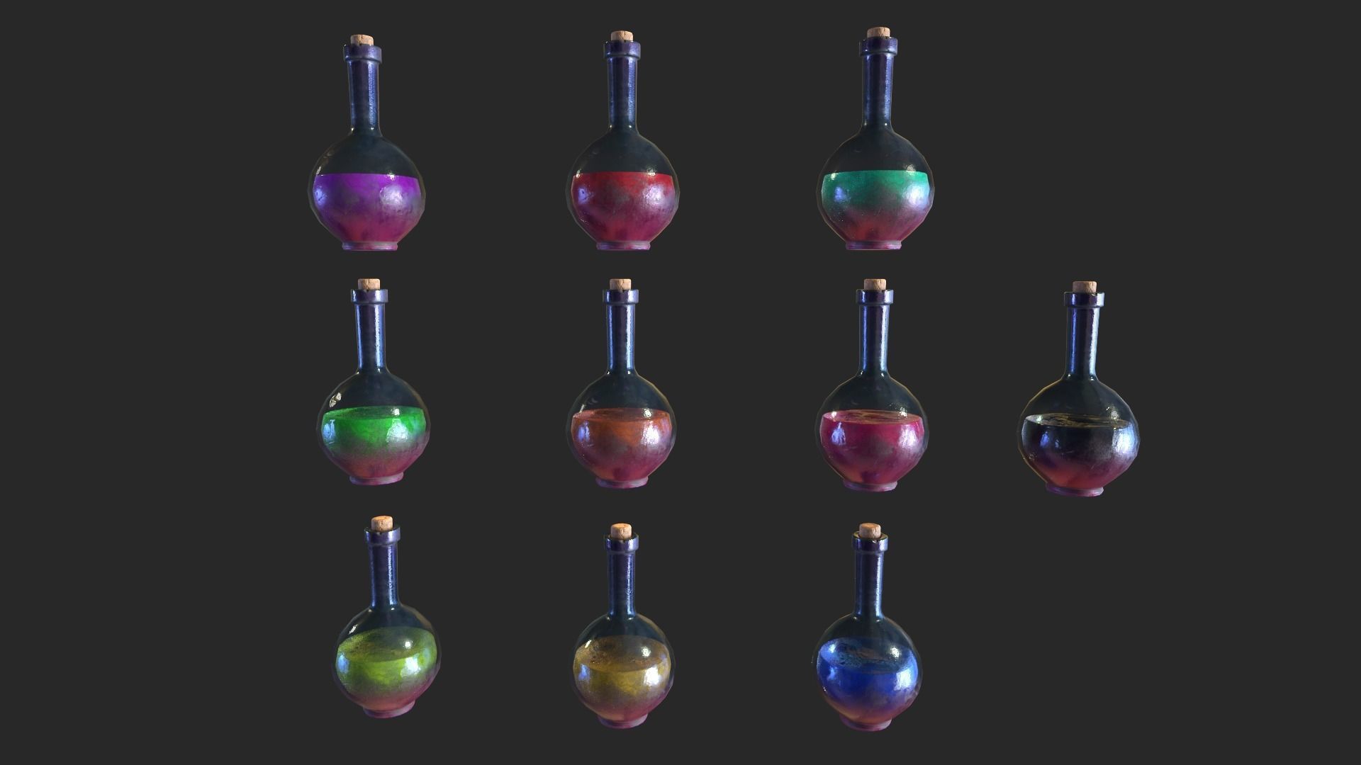 Health Potion Bottle Set  Low-poly 3D model_21