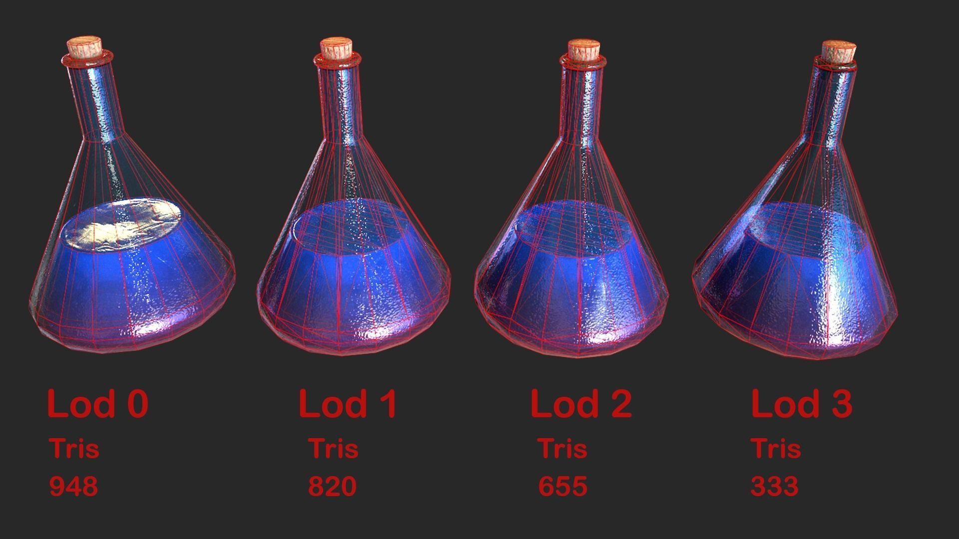 Health Potion Bottle Set  Low-poly 3D model_31