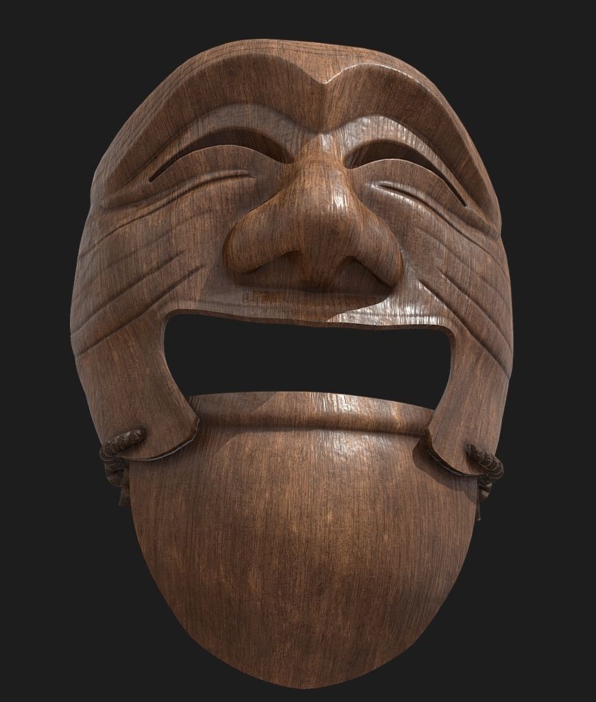 Hahoe Tal - Korean Traditional Mask Low-poly 3D model_10