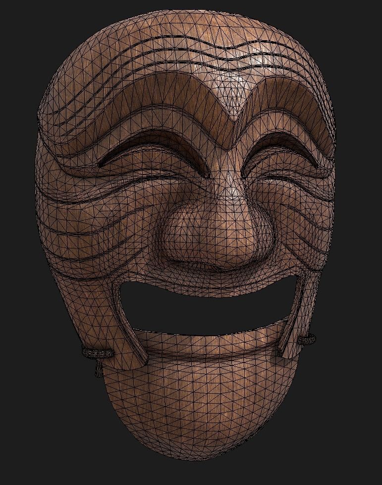 Hahoe Tal - Korean Traditional Mask Low-poly 3D model_12