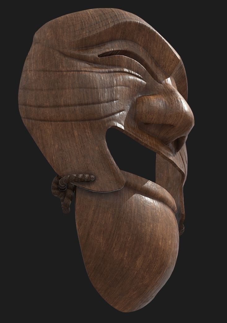 Hahoe Tal - Korean Traditional Mask Low-poly 3D model_11