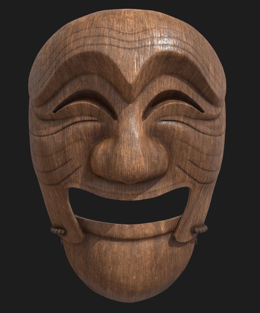 Hahoe Tal - Korean Traditional Mask Low-poly 3D model_6