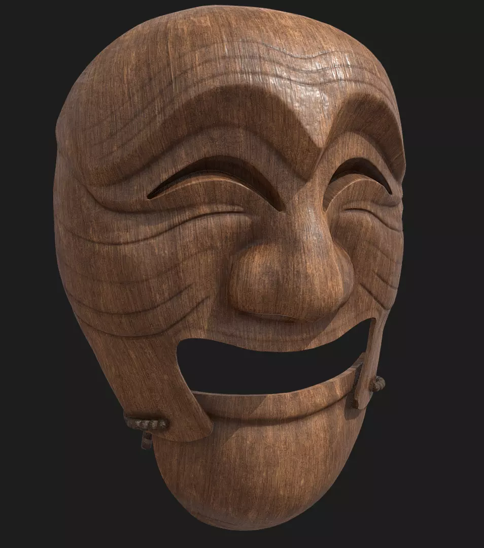 Hahoe Tal - Korean Traditional Mask Low-poly 3D model_0