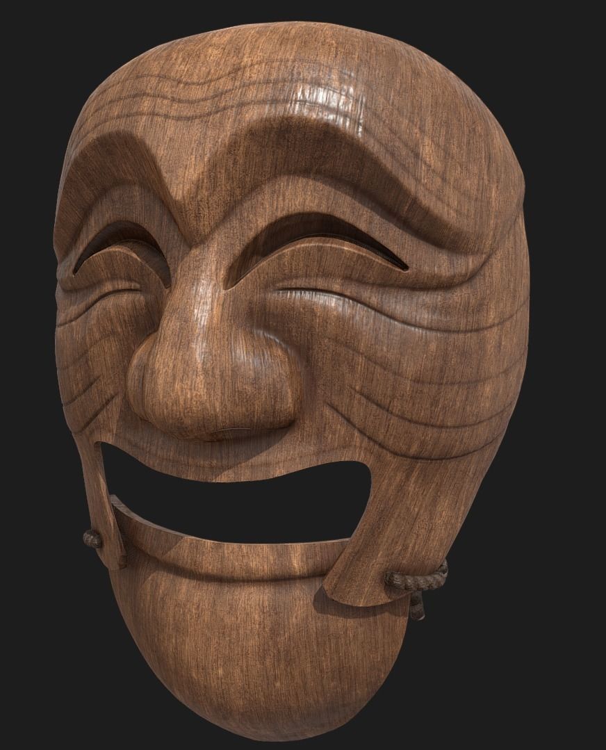 Hahoe Tal - Korean Traditional Mask Low-poly 3D model_7
