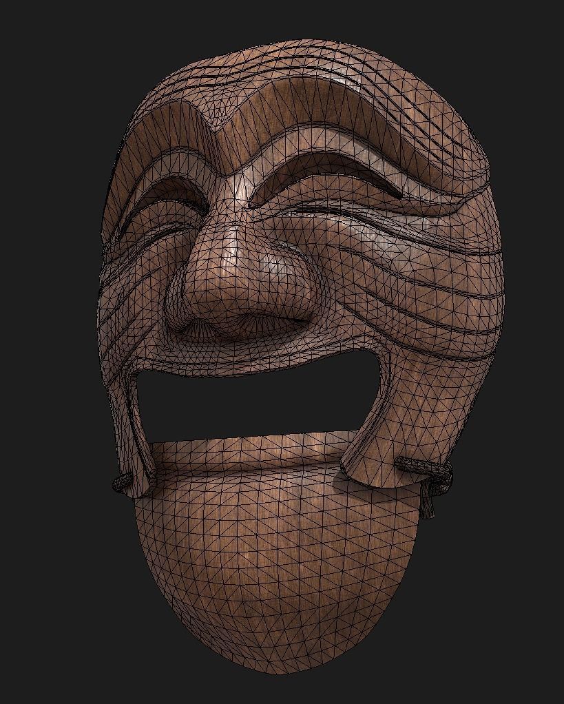 Hahoe Tal - Korean Traditional Mask Low-poly 3D model_13