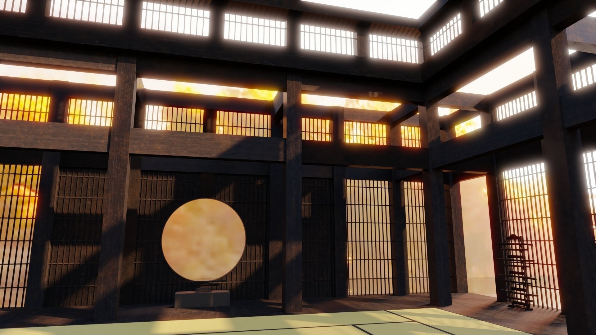 Japanese Tatami combat training Low-poly 3D model_6