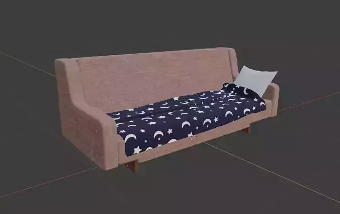Soviet couch with pillow and blanket