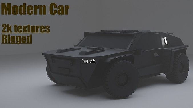 Modern car SCFI rigged Low-poly 3D model