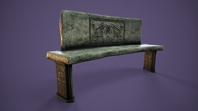 Concrete Bench Low-poly 3D model