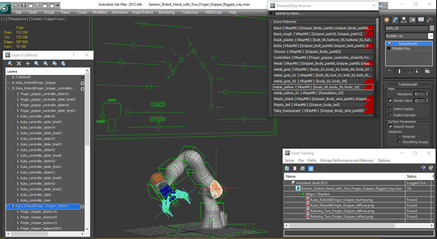 Generic Robot Hand with Two Finger Gripper Rigged 3D model_25