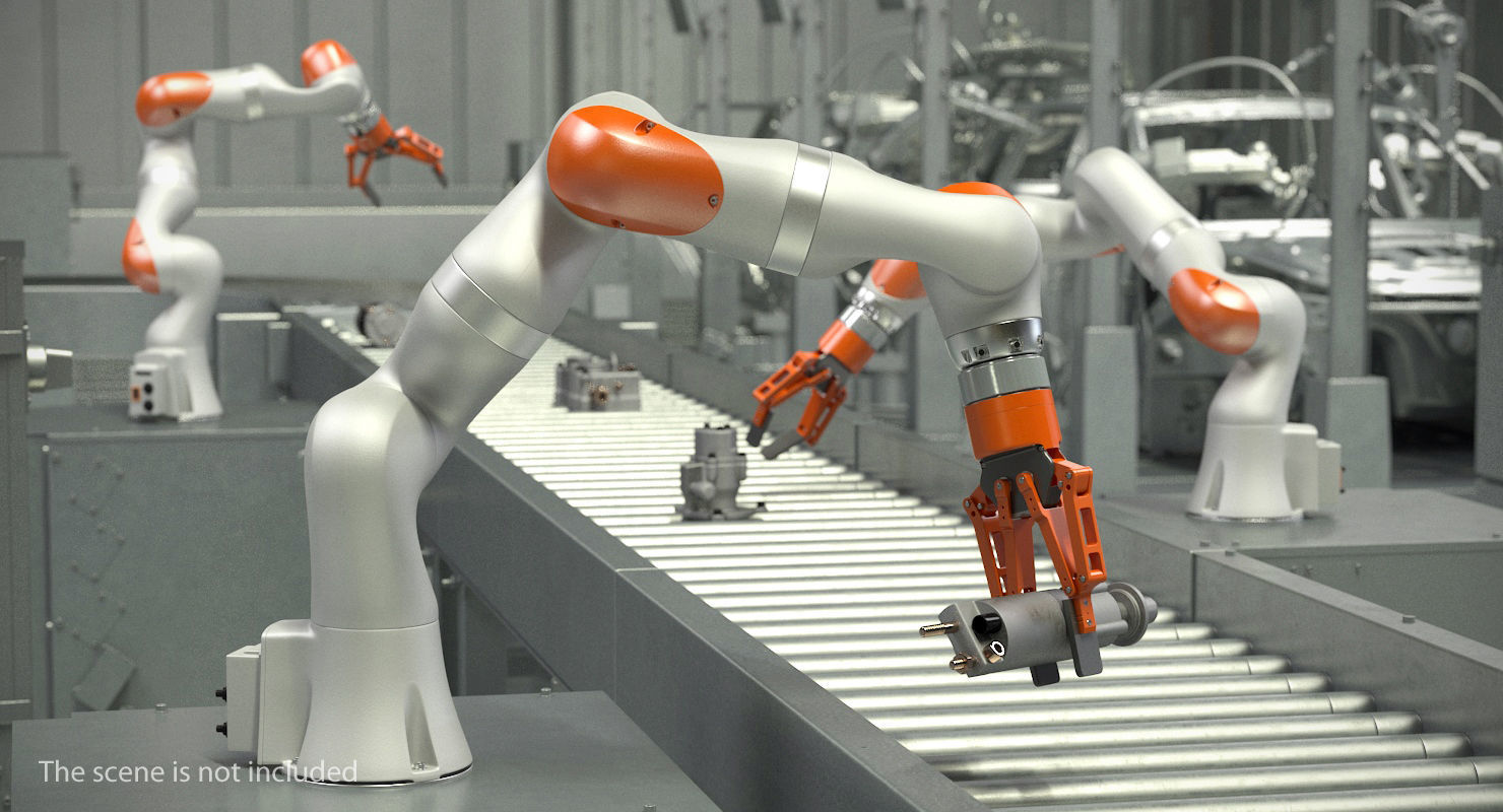 Generic Robot Hand with Two Finger Gripper Rigged 3D model_2