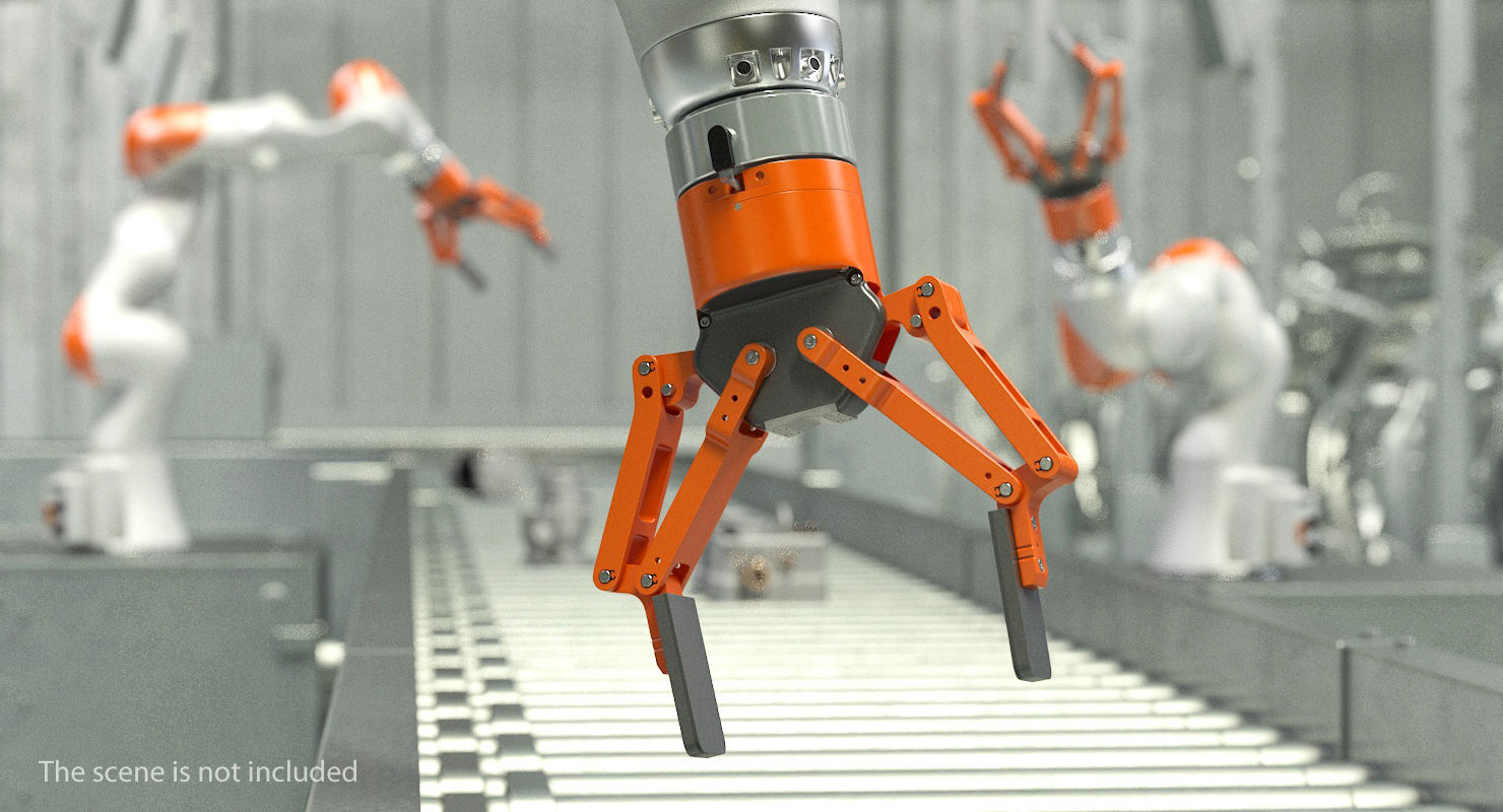 Generic Robot Hand with Two Finger Gripper Rigged 3D model_3