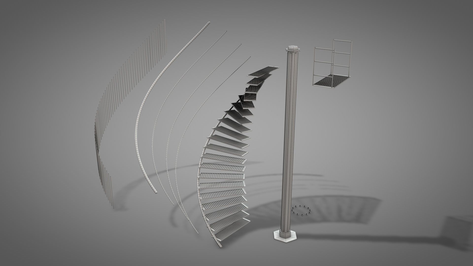 Rusty Metal Spiral Stairs 3D model_31