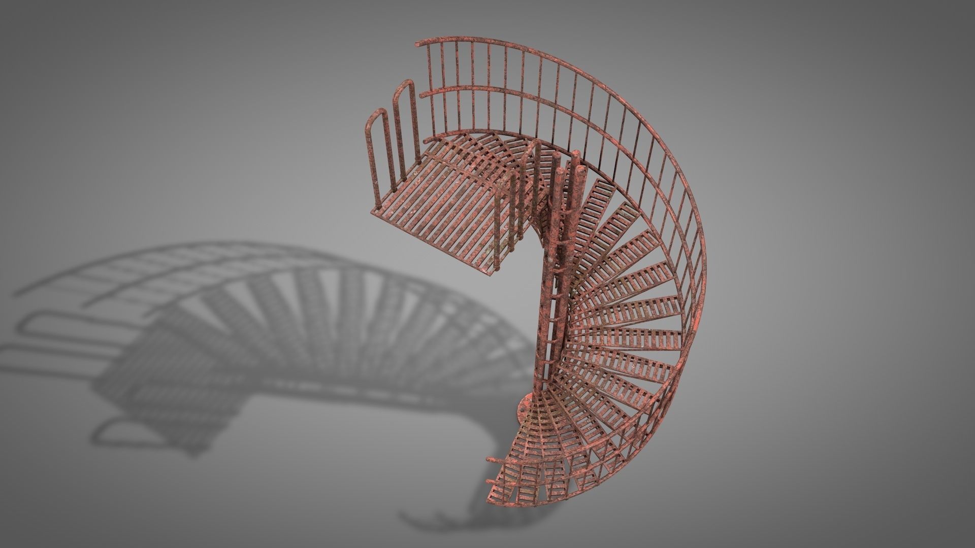 Rusty Metal Spiral Stairs 3D model_26
