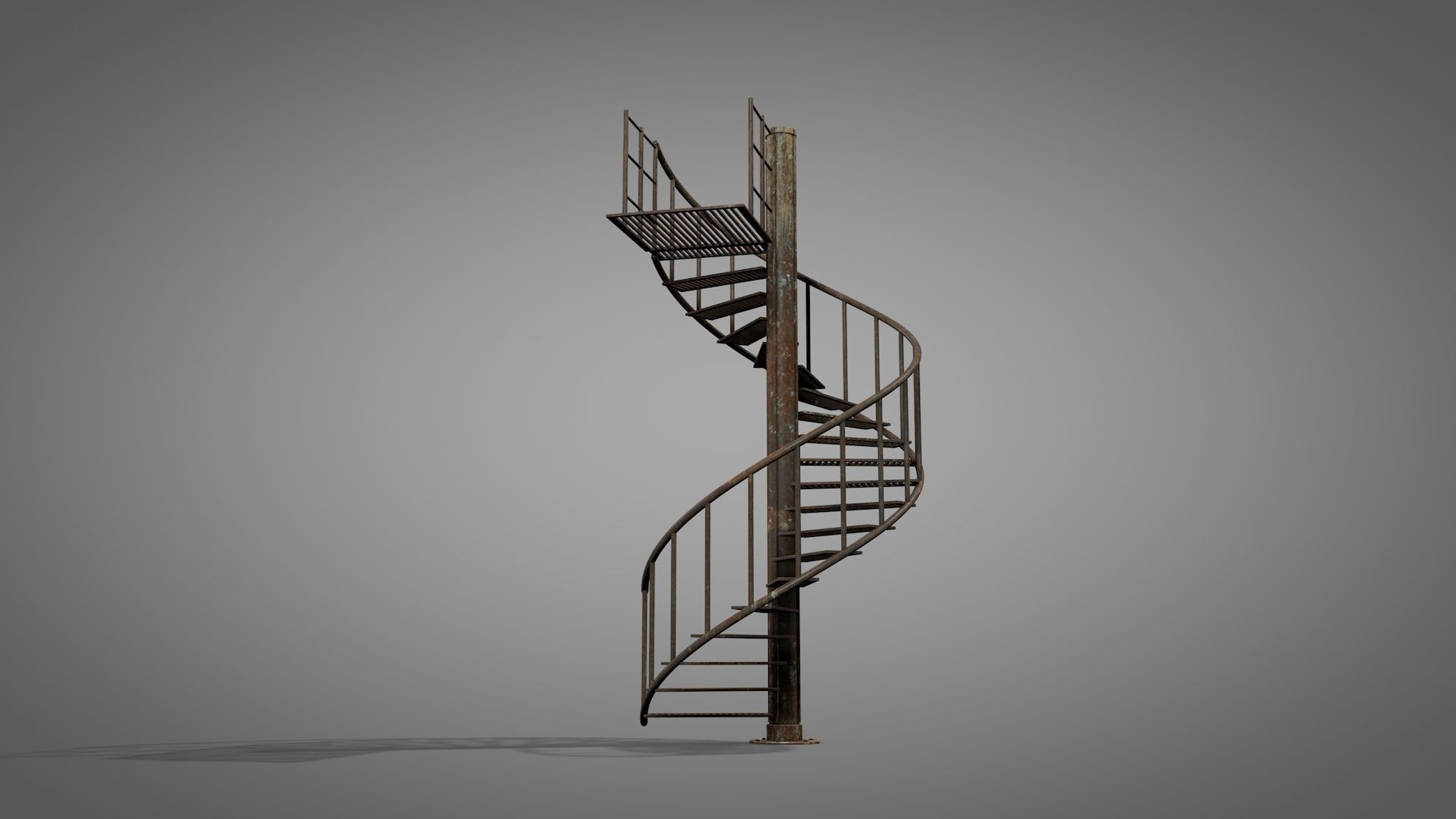 Rusty Metal Spiral Stairs 3D model_13