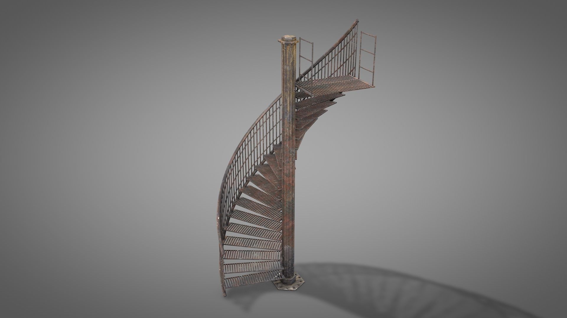 Rusty Metal Spiral Stairs 3D model_28