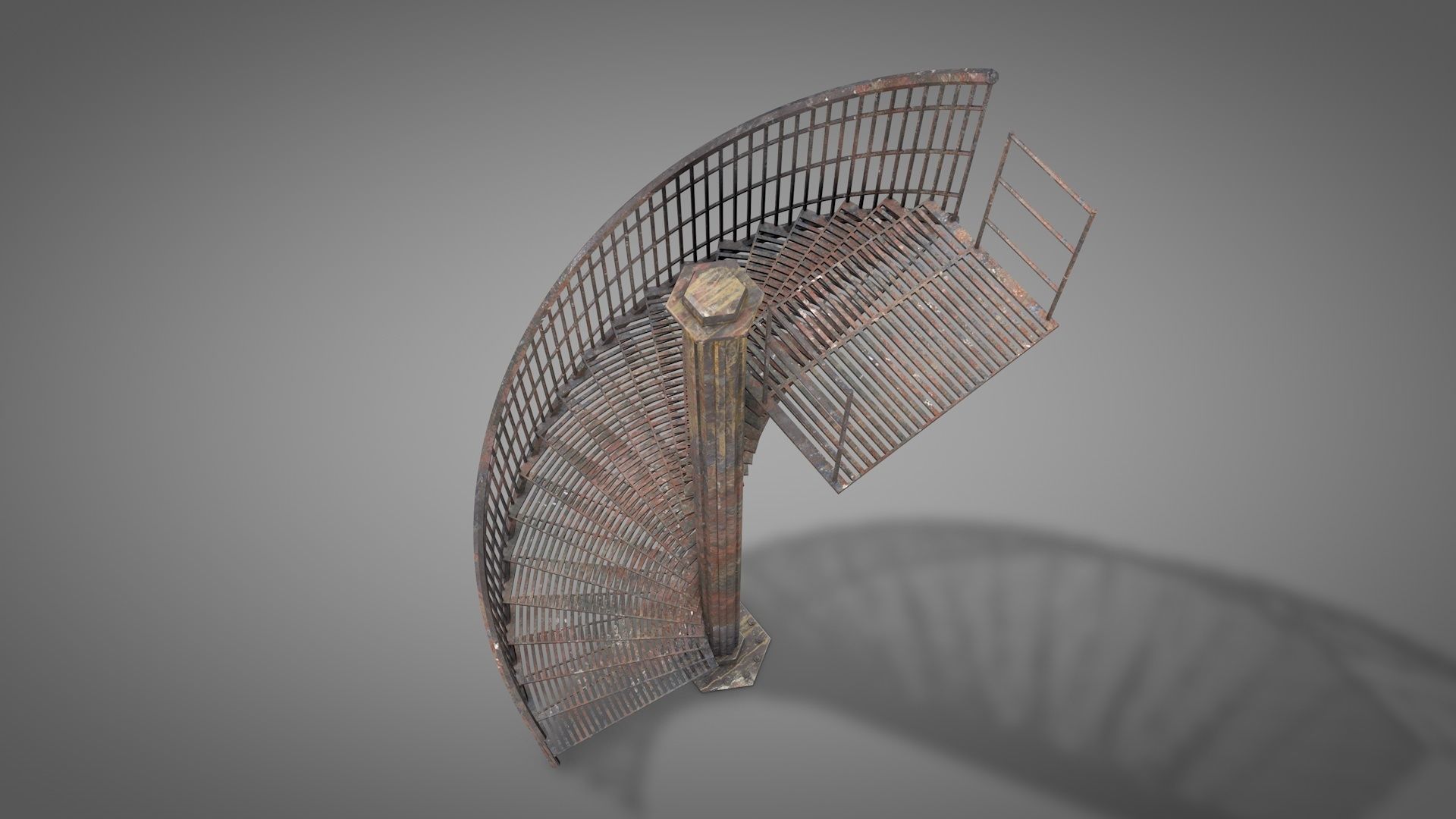 Rusty Metal Spiral Stairs 3D model_30