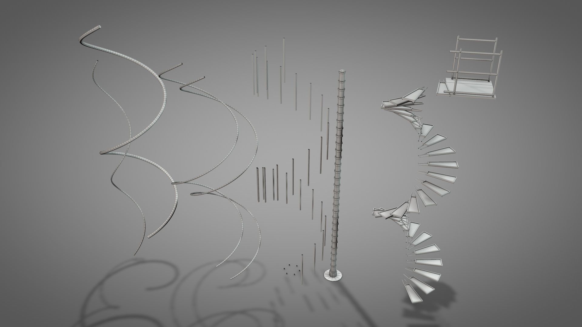 Rusty Metal Spiral Stairs 3D model_23