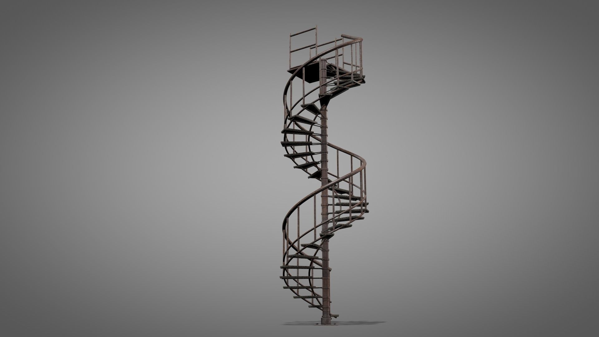 Rusty Metal Spiral Stairs 3D model_21