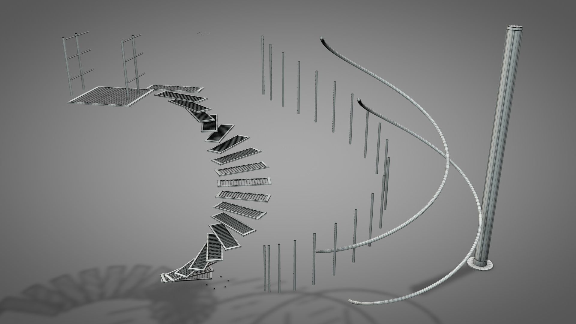 Rusty Metal Spiral Stairs 3D model_15