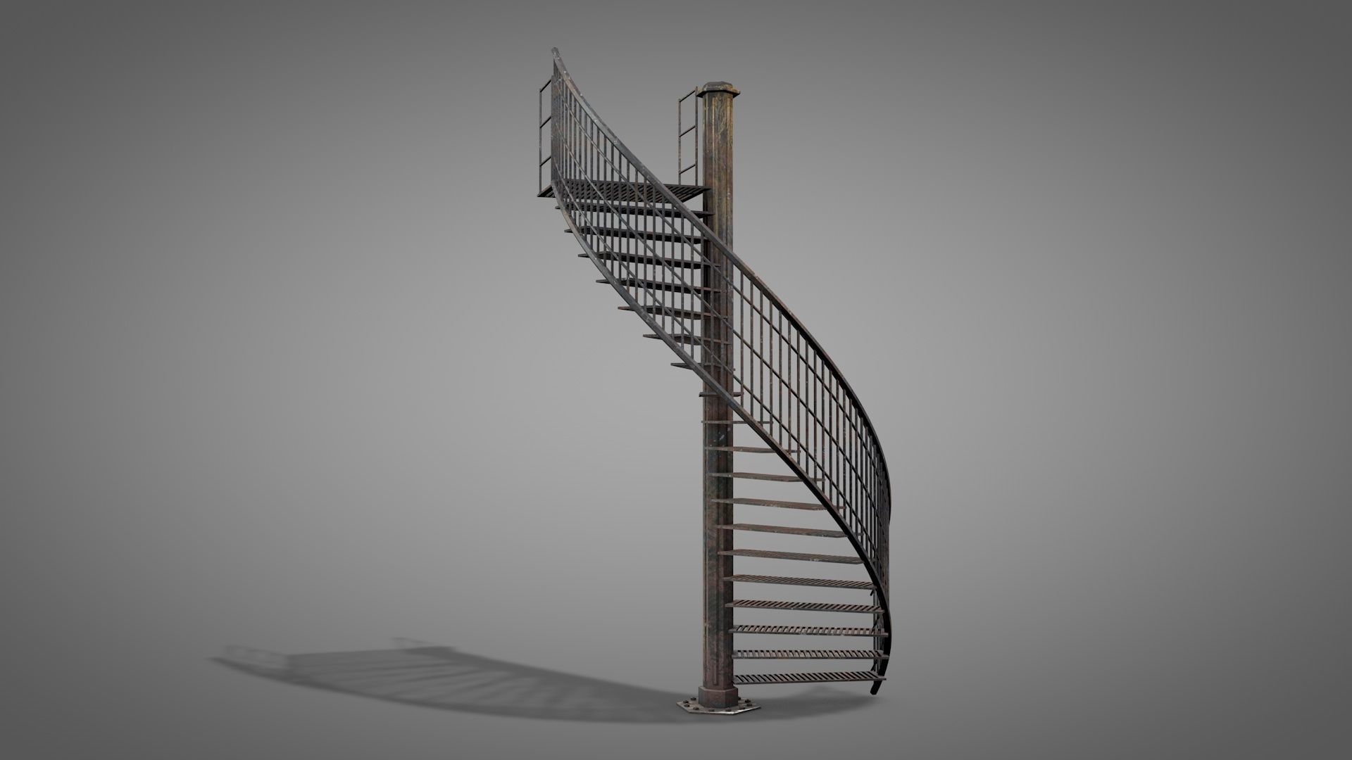 Rusty Metal Spiral Stairs 3D model_29