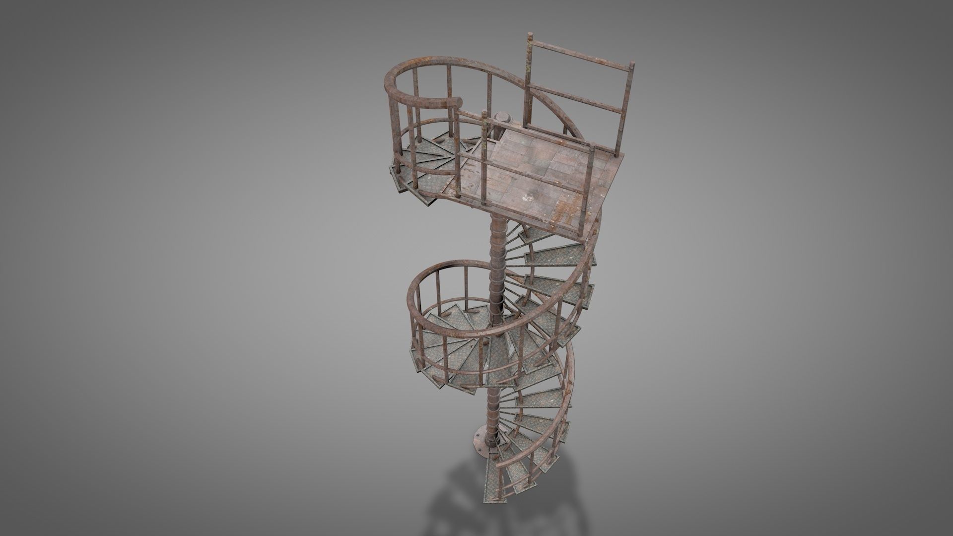 Rusty Metal Spiral Stairs 3D model_22