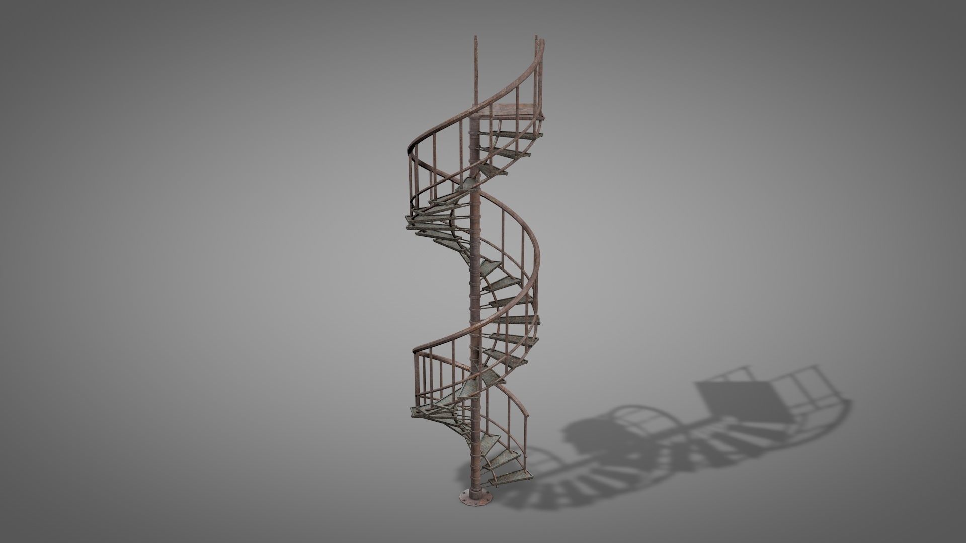 Rusty Metal Spiral Stairs 3D model_20