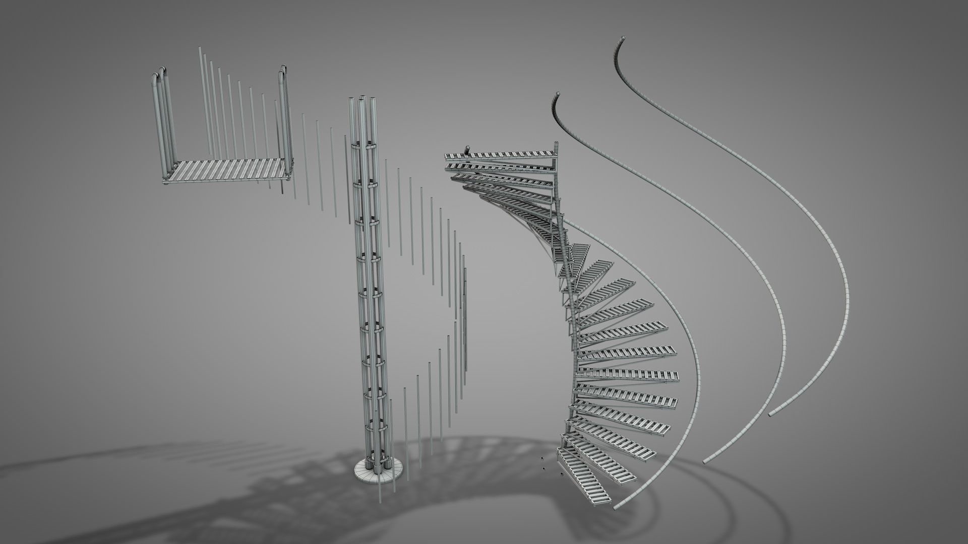Rusty Metal Spiral Stairs 3D model_27