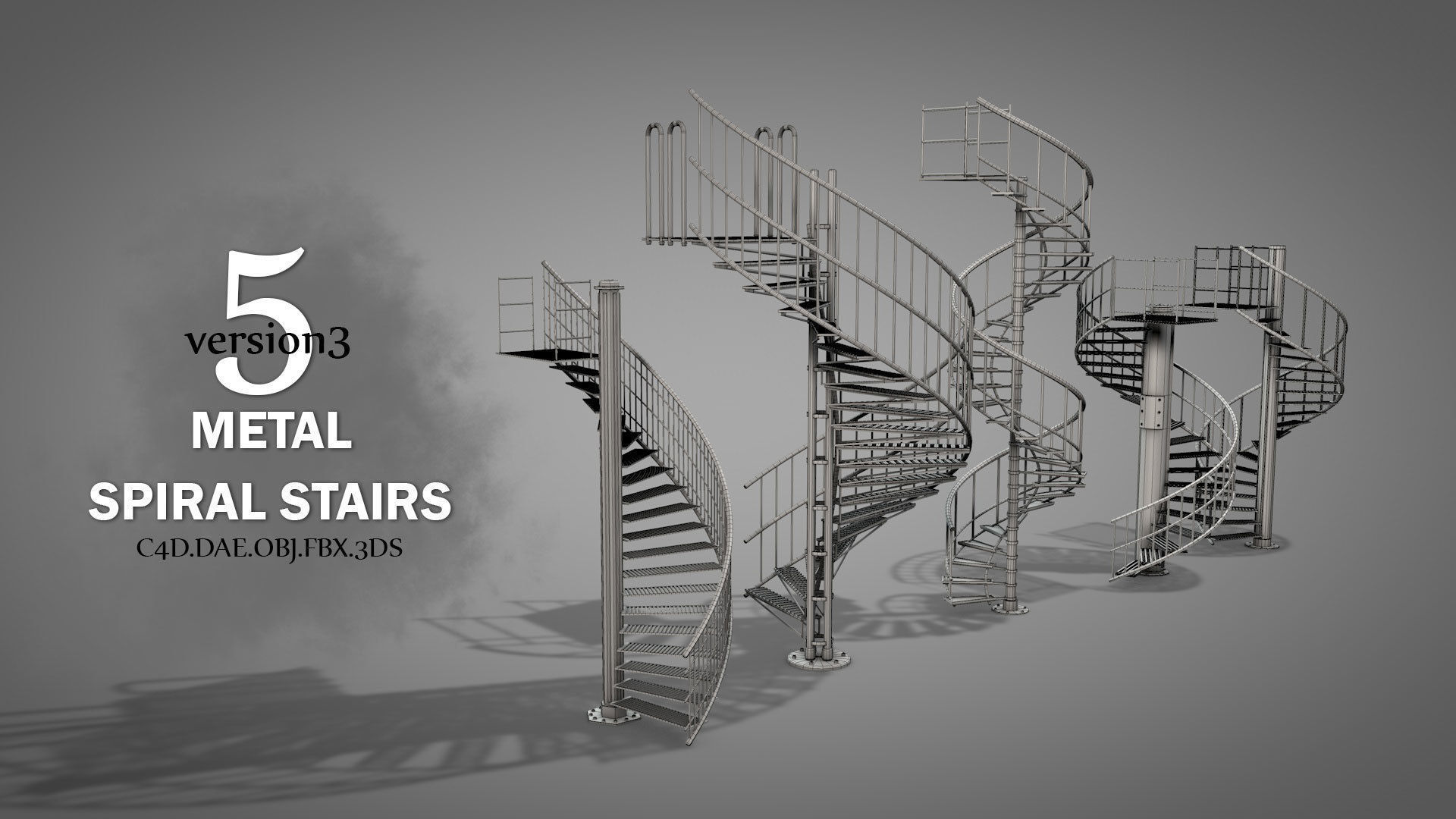 Rusty Metal Spiral Stairs 3D model_1