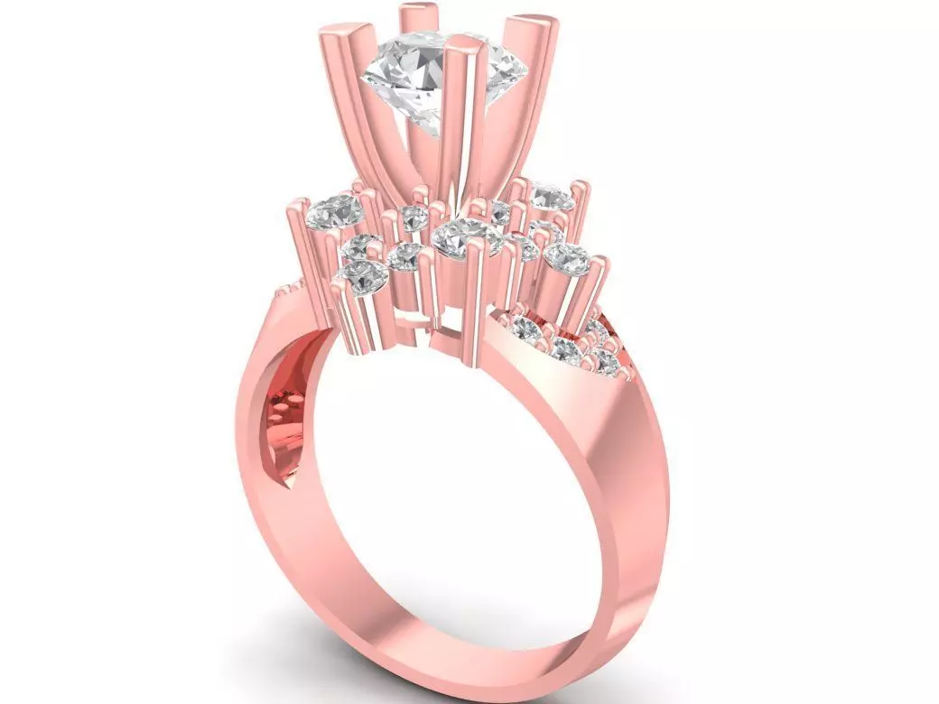 Elegant Snowflake Multi Stone Engagement Ring for Women 3002 3D print model