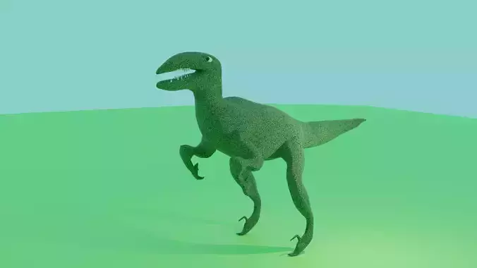 Velociraptor dinosaur on grass