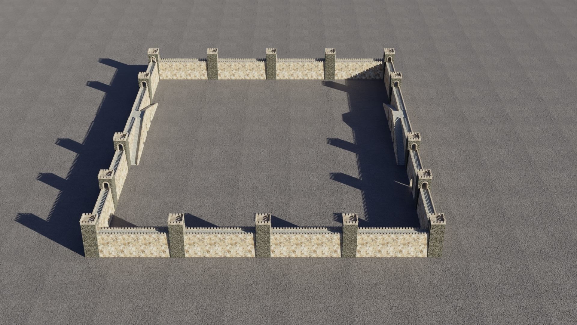 Fortified walls Low-poly 3D model_9