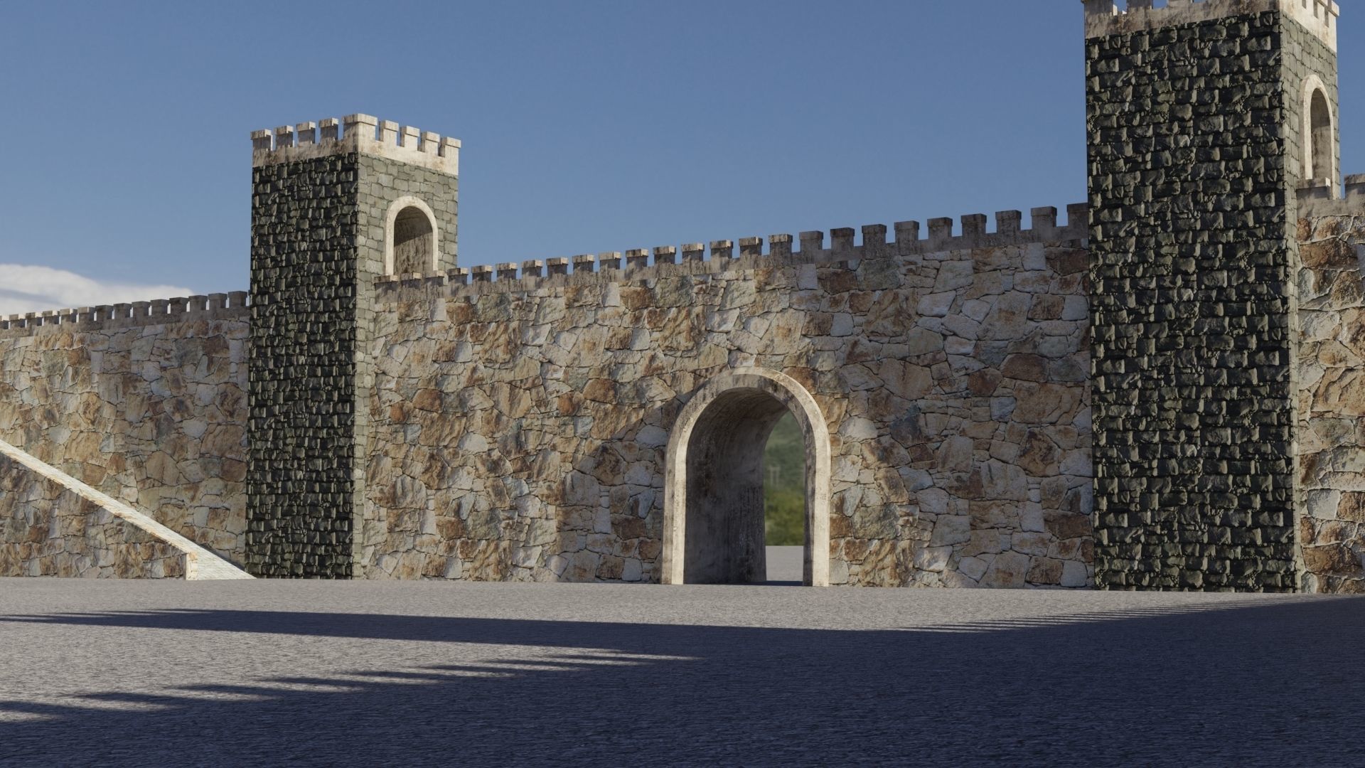 Fortified walls Low-poly 3D model_2
