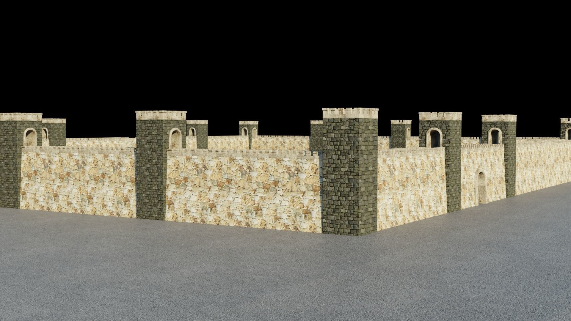 Fortified walls Low-poly 3D model_12