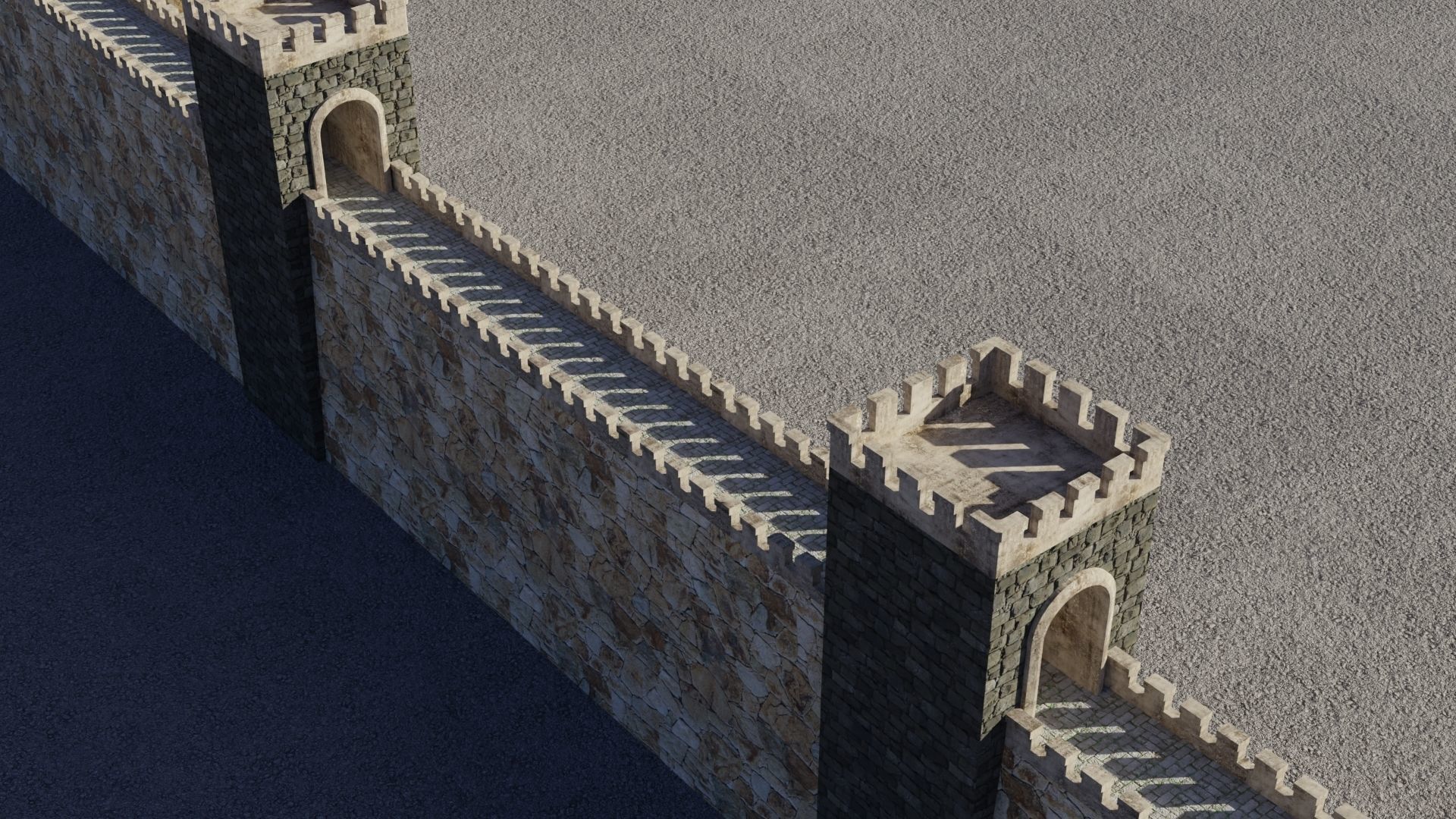 Fortified walls Low-poly 3D model_3