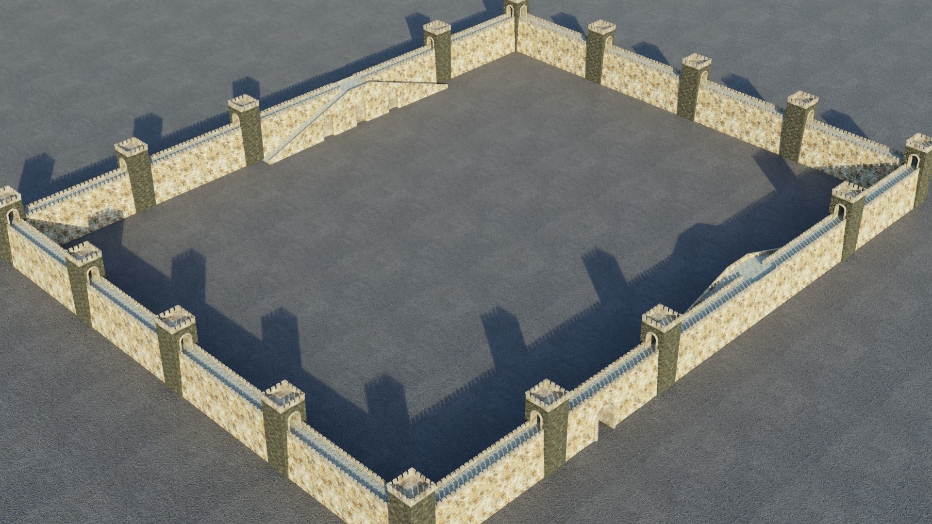 Fortified walls Low-poly 3D model_11