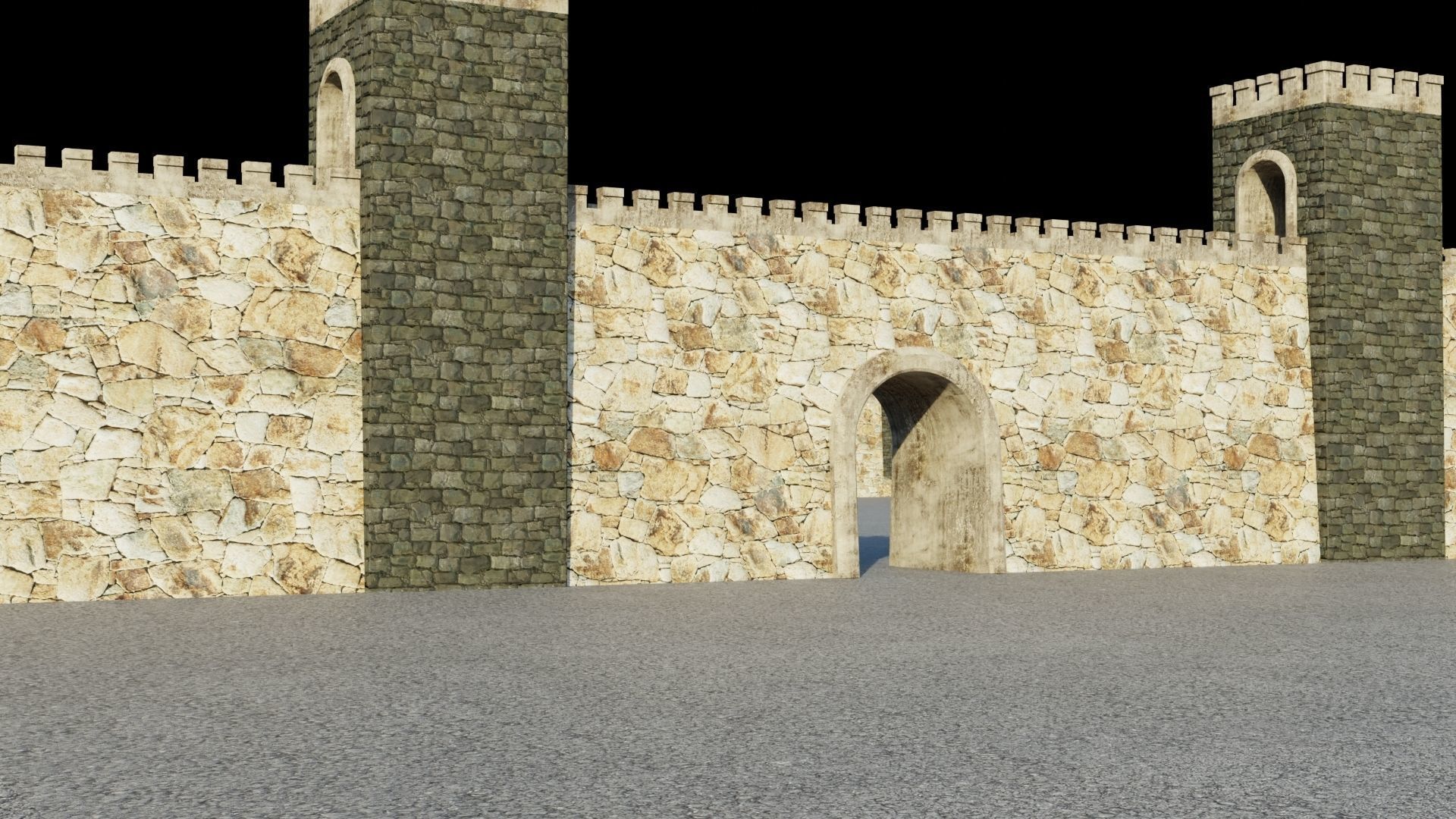 Fortified walls Low-poly 3D model_13