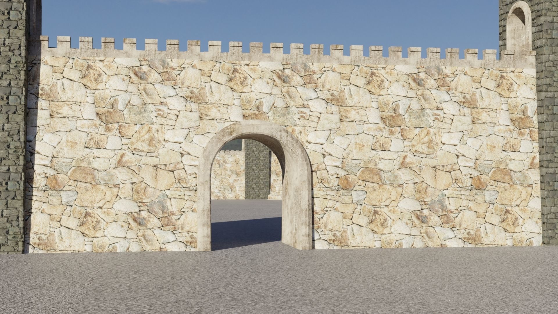 Fortified walls Low-poly 3D model_5