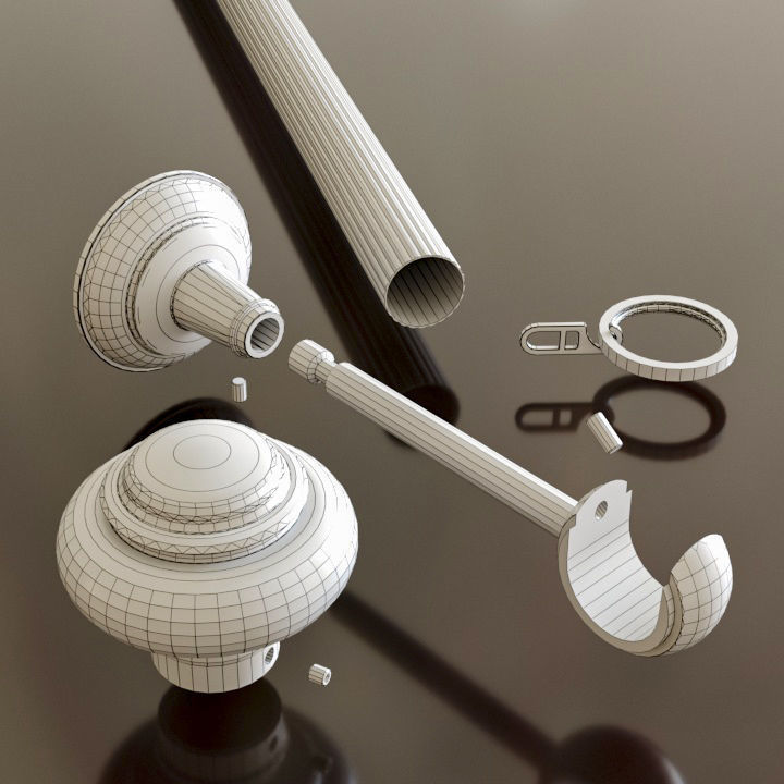 Bracket and finial for curtain rods 3D model_3