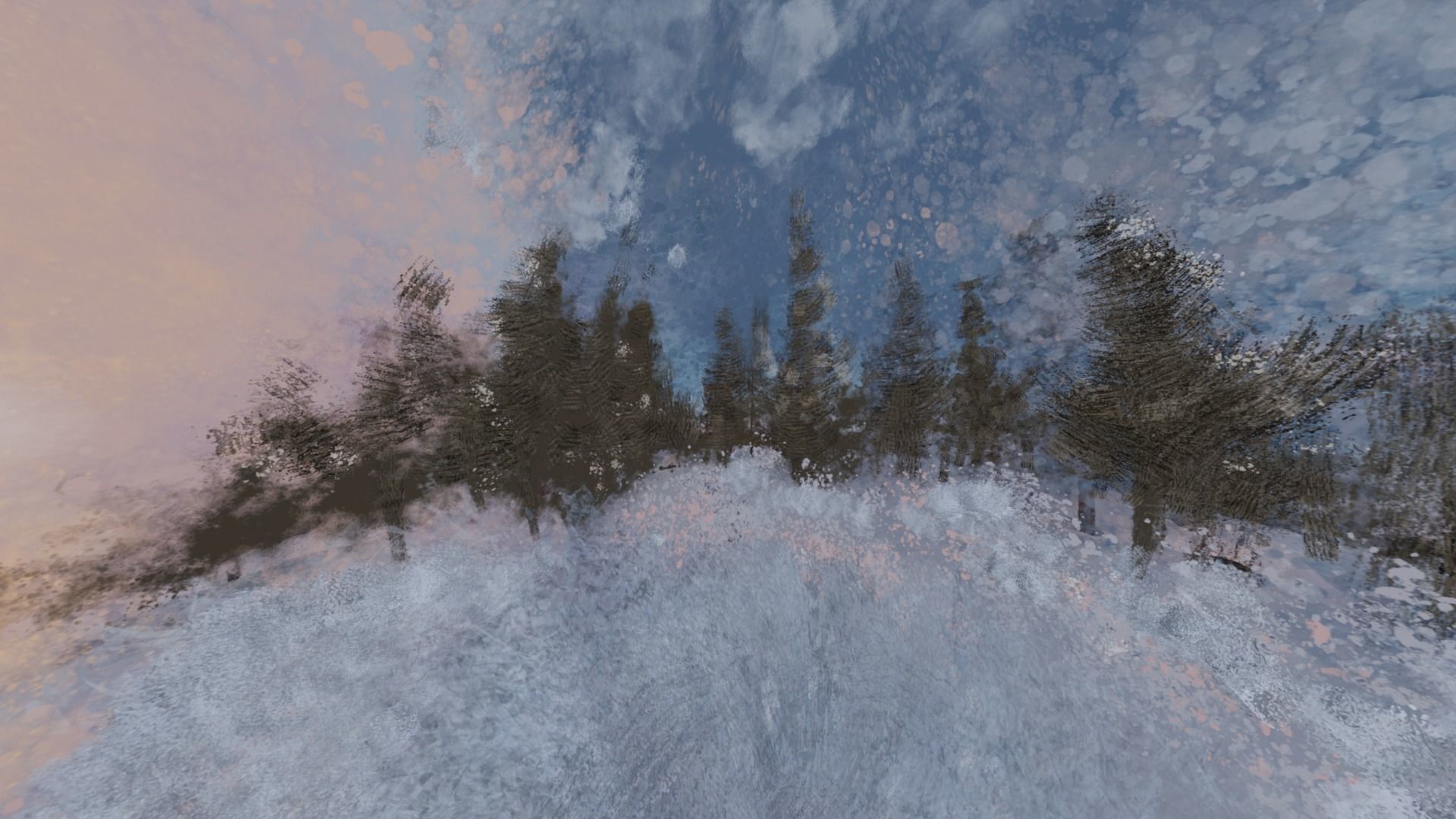 Animated tech Tree - 2k Loop video - 241 png render - snow sky Low-poly 3D model_27