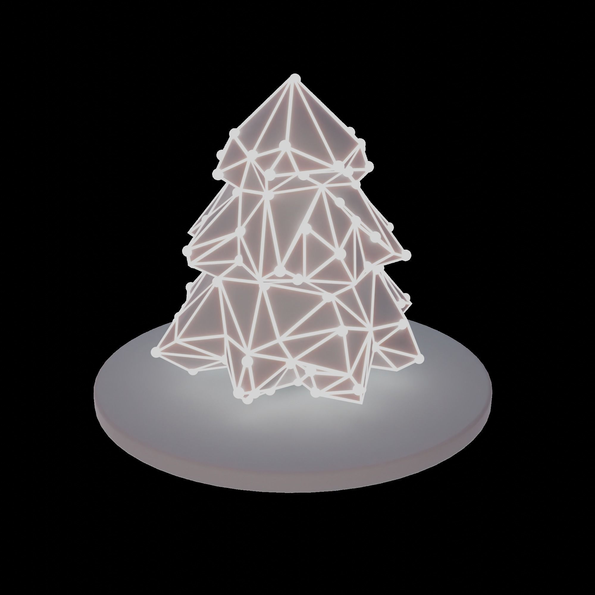 Animated tech Tree - 2k Loop video - 241 png render - snow sky Low-poly 3D model_13