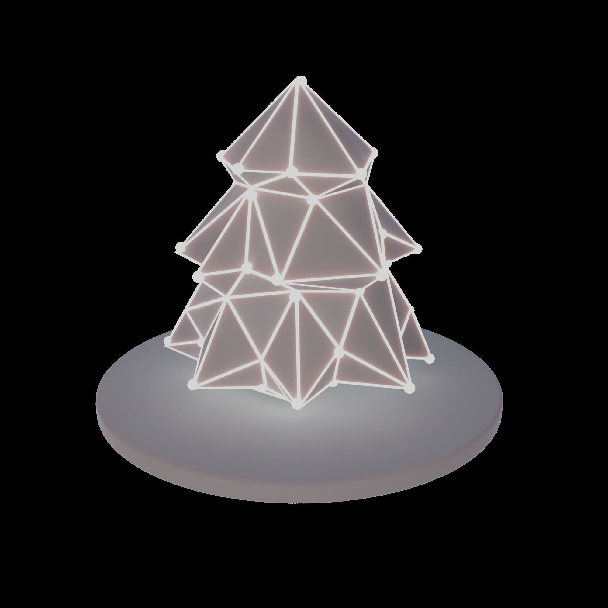 Animated tech Tree - 2k Loop video - 241 png render - snow sky Low-poly 3D model_5