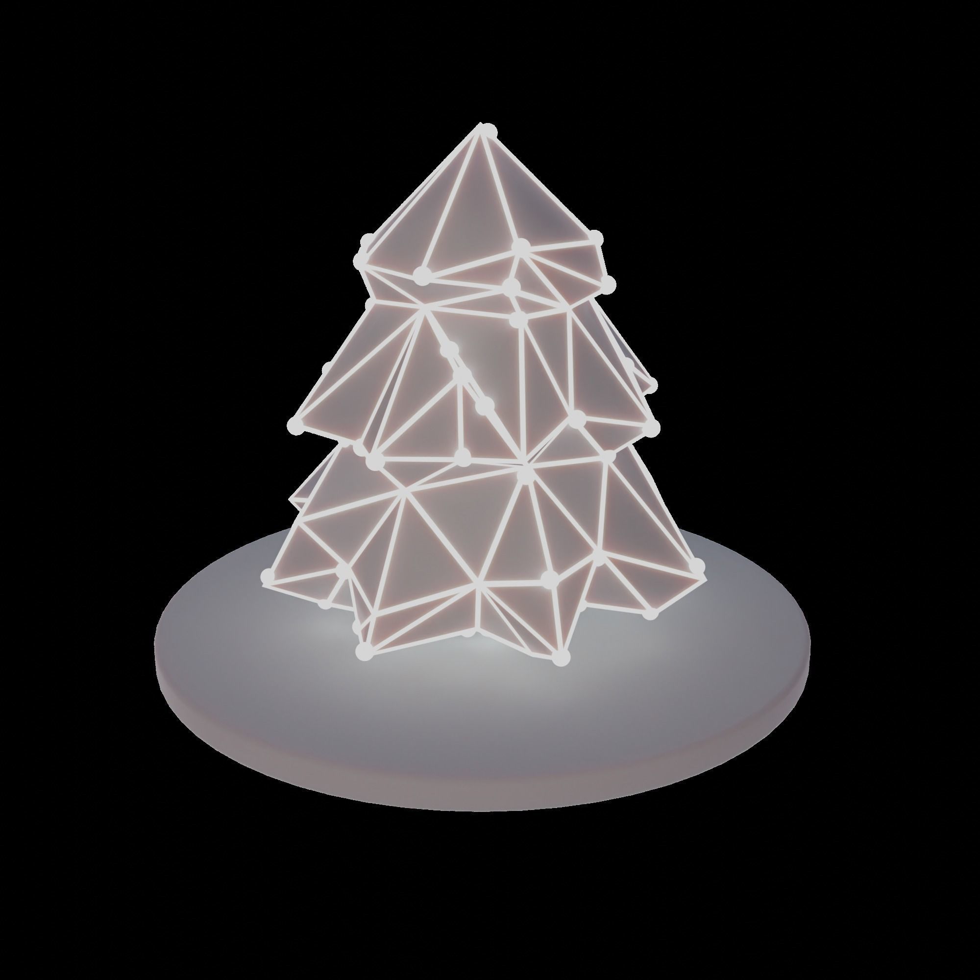Animated tech Tree - 2k Loop video - 241 png render - snow sky Low-poly 3D model_10
