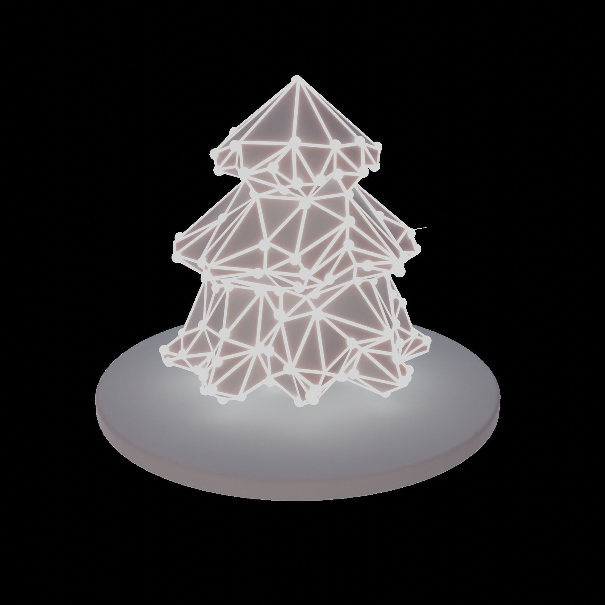 Animated tech Tree - 2k Loop video - 241 png render - snow sky Low-poly 3D model_12