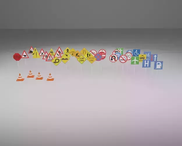 3D traffic signs and cone