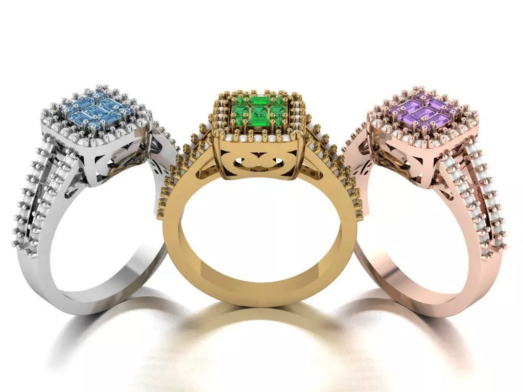 halo engagement ring for women 3D print model